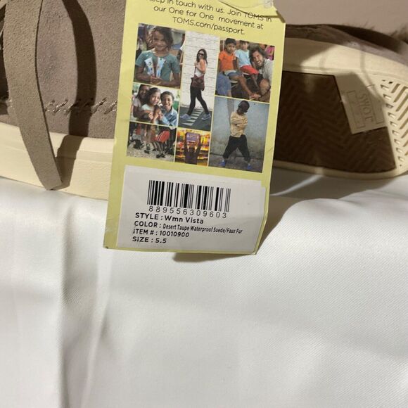 TOMS Taupe Vista Desert Suede Faux Fur Trim Water Resistant Booties - Picture 6 of 8